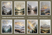Golden Sunrise Landscape Art, a Decorative Illustration by Housui Patterns (Thumbnail 3 of 12)