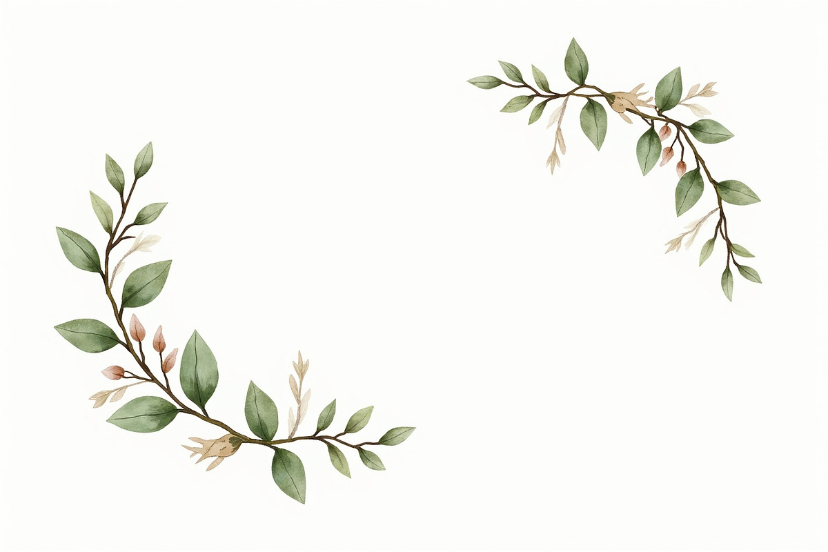 Sage Greenery Watercolor Frame Set, an Illustration by hafijul (Photo 3 of 10)