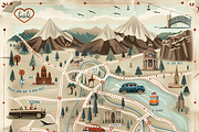 Retro Road Trip Map, a Background Graphic by Printable Treasure (Thumbnail 7 of 9)