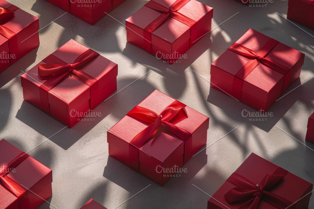 86 Gift boxes with ribbons and bows, a Holiday Photo by Handmadefont (Photo 82 of 90)