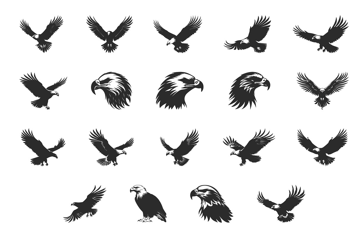 Bald Eagle SVG Silhouette Set, an Animal Illustration by Gfx Expert Team (Photo 3 of 3)
