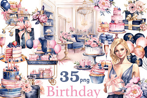 Happy Birthday Clipart PNG, a Person Illustration by GlamArtZhanna