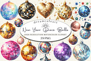 New Year Disco Balls Clipart, an Illustration by DreamCafeArt (Thumbnail 1 of 6)