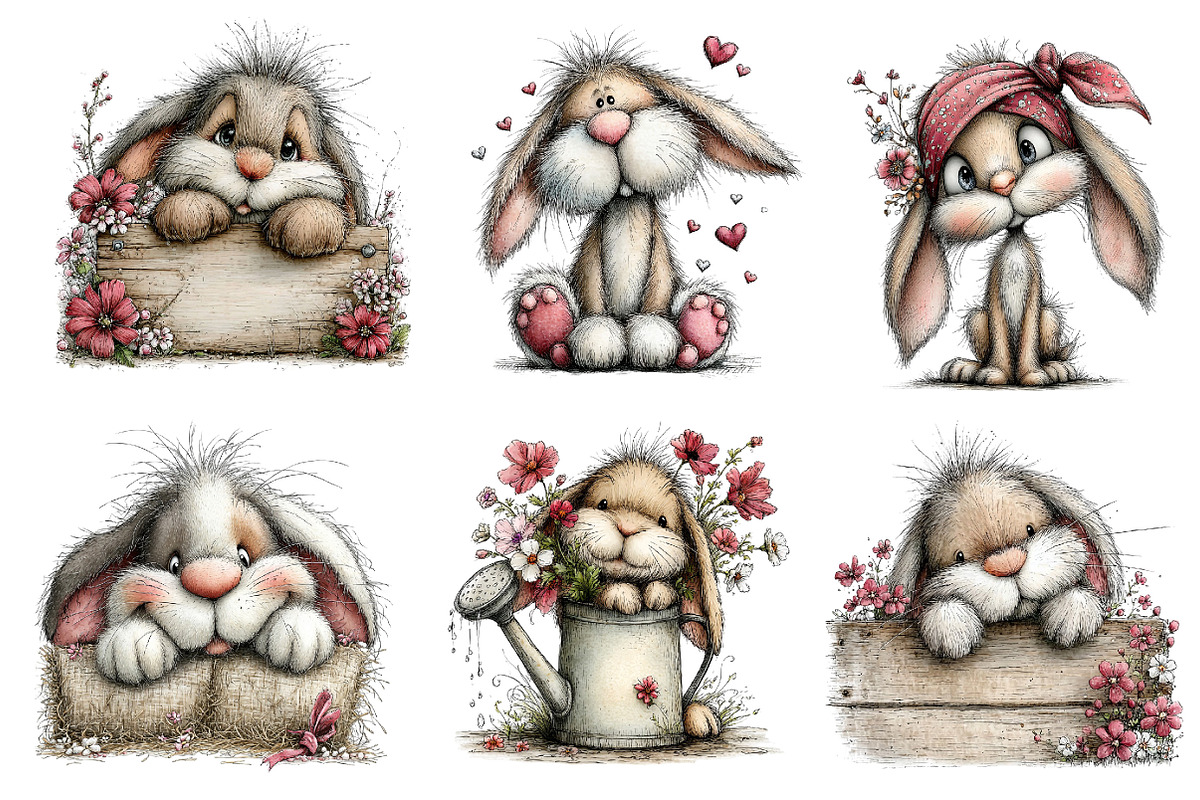 Whimsical Easter Bunny Clipart PNG, an Illustration by Dream Creation (Photo 5 of 7)