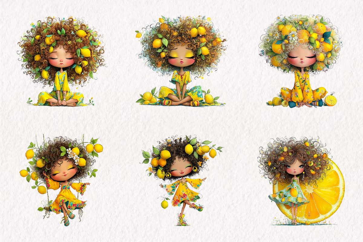 Whimsical lemon Girl Clip Art, an Illustration by CreationArt (Photo 6 of 7)