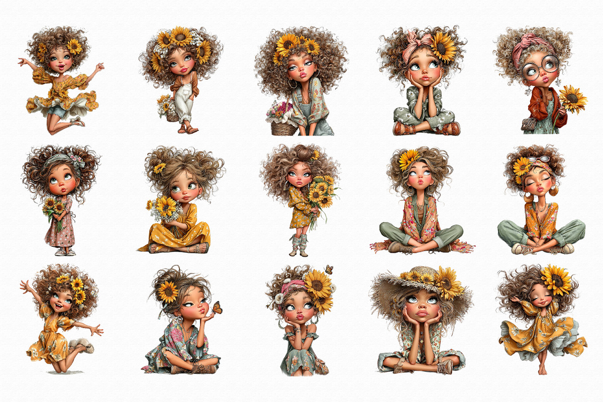 Whimsical Summer Sunflower Girl Clip, an Illustration by Libby Wishes (Photo 2 of 6)