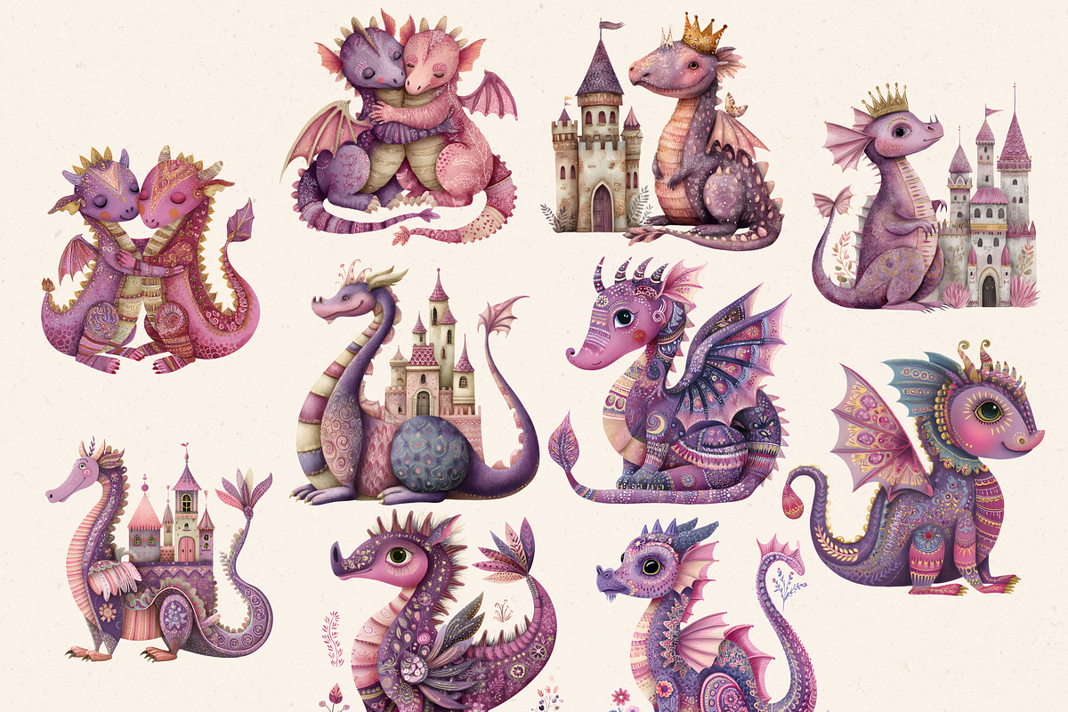 BABY DRAGON BABY SHOWER CLIPART, an Animal Illustration by Daring Digies (Photo 4 of 7)