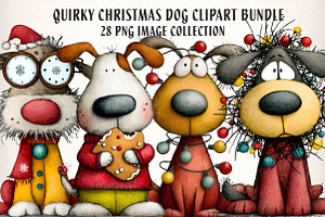 Quirky Christmas Dog Clipart Bundle, an Illustration by Dream Creation