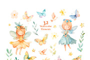 Fairy Garden Watercolor Clipart Set, an Illustration by AlineArtStore (Thumbnail 3 of 11)
