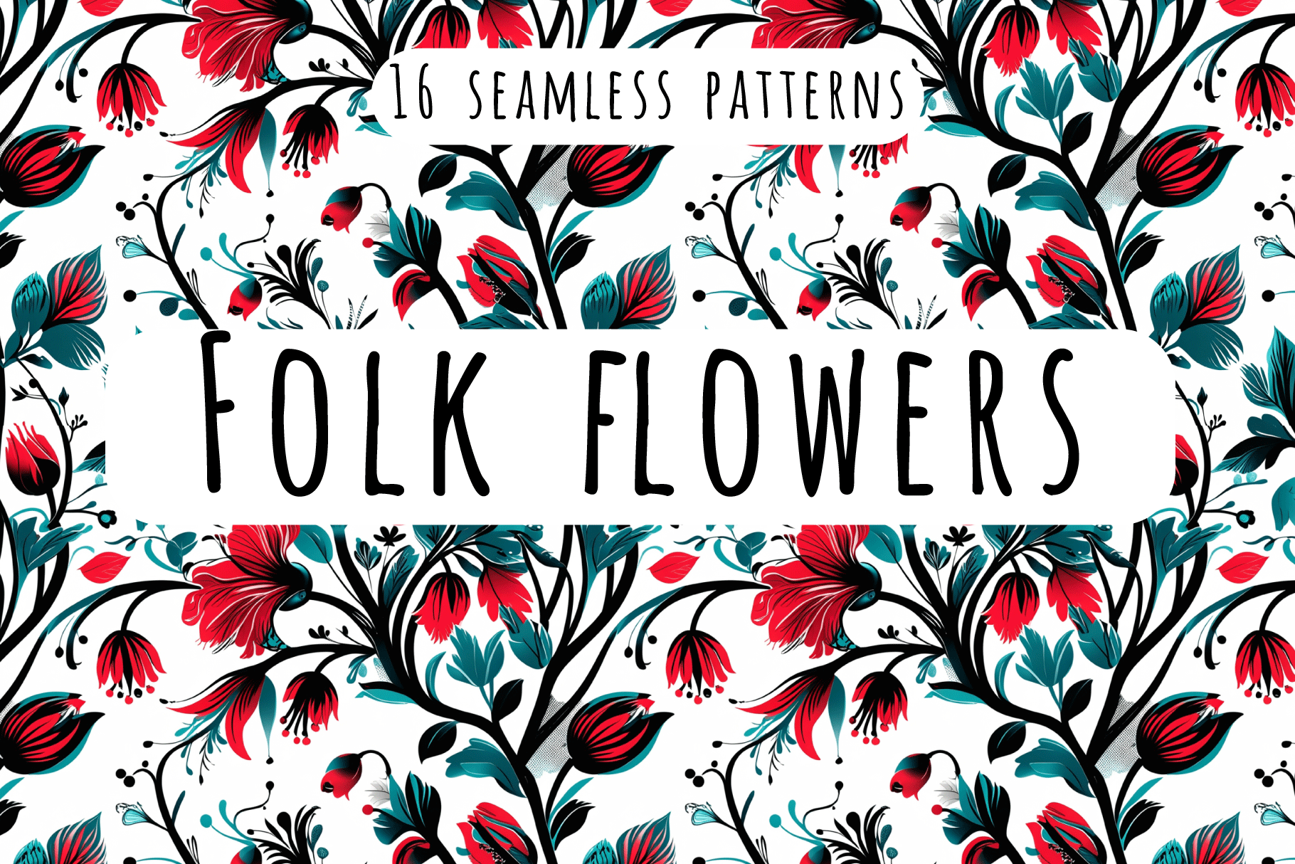Folk Floral Patterns, a Pattern Graphic by Art Sproot