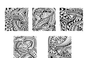 5 Black & White Polynesian Patterns