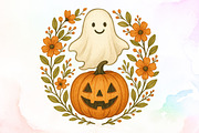 Ghost Pumpkin Fall Autumn Halloween, an Illustration by Sublimation Artist (Thumbnail 1 of 9)