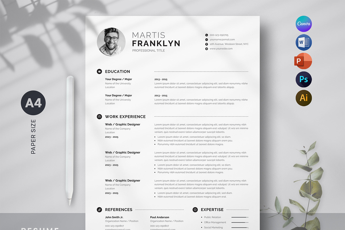 Resume Template Word, Canva, a Resume Template by Orcshape Studio (Photo 1 of 5)