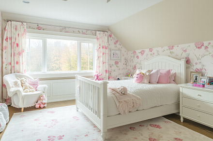 A cozy and Modern farmhouse interior design style charming girl's bedroom featu, an Arts & Entertainment Photo by Textures & Backgrounds