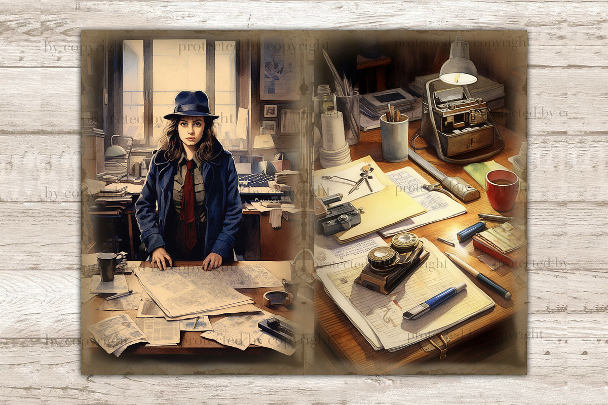 Detective Junk Journal Pages Woman, a Person Illustration by GlamArtZhanna (Photo 6 of 9)