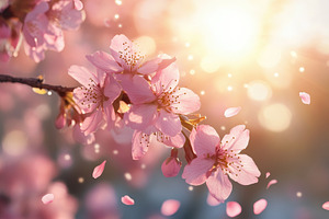 Cherry blossoms bloom vibrantly, a Photo by Pavel_design