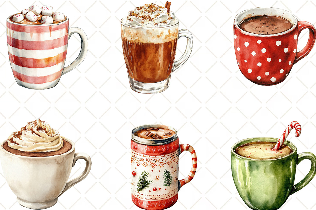 Cute Christmas Hot Cocoa Cup Clipart, an Illustration by Black Bird Studio (Photo 2 of 6)