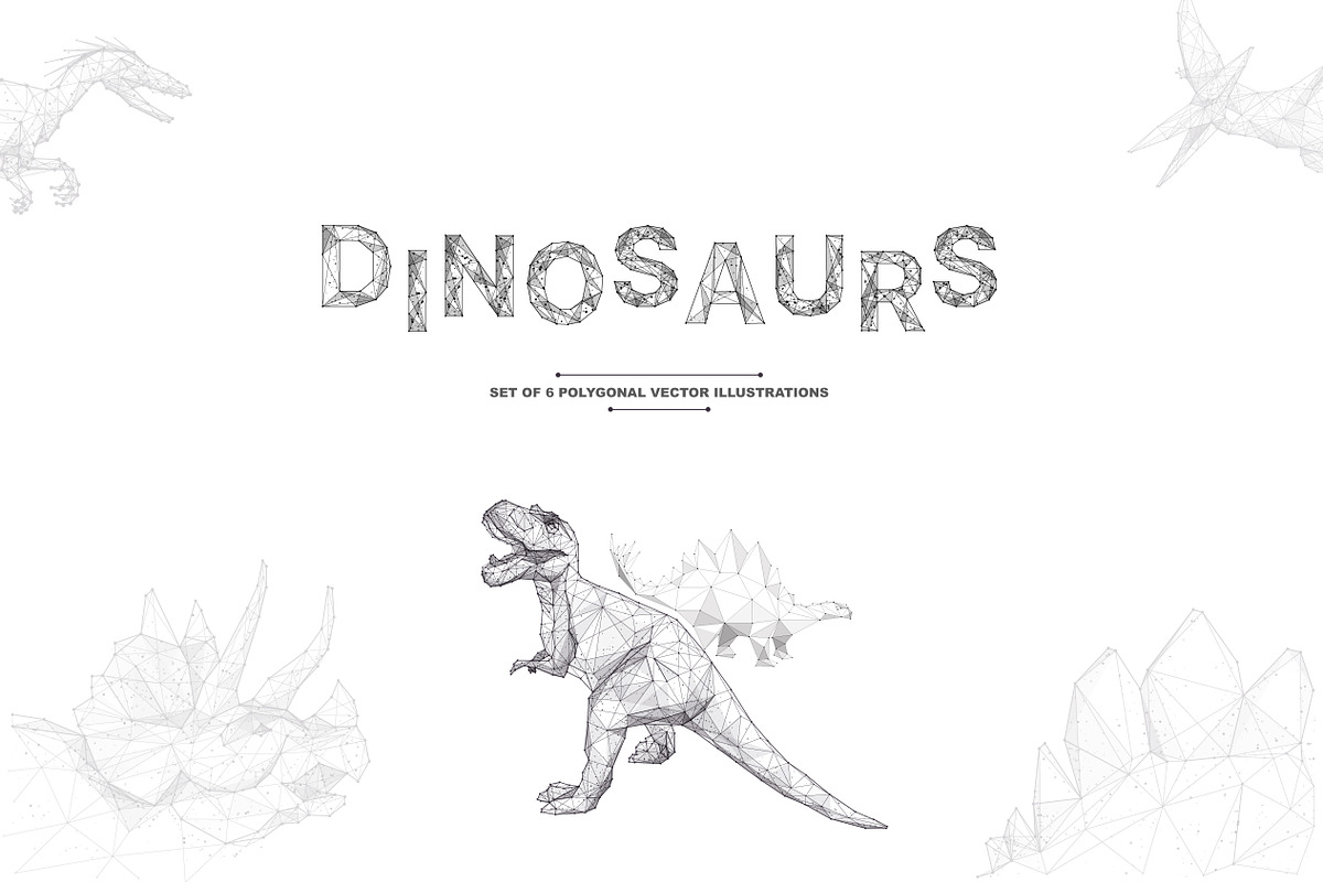 Set of 6 top dinosaurs in poly style, an Animal Illustration by ANTON KHRUPIN ART (Photo 1 of 8)