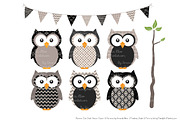 Owls Clipart & Patterns in Black, an Animal Illustration by Amanda Ilkov (Thumbnail 2 of 4)