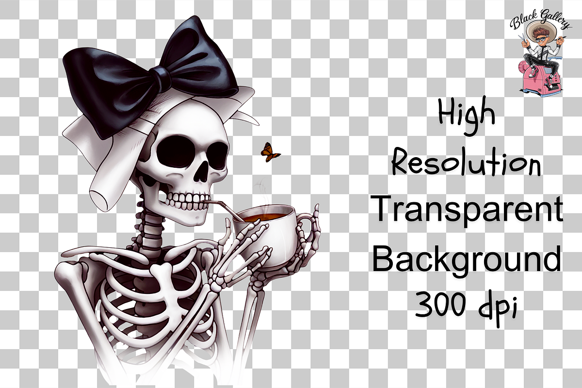 Skeleton PNG with Pink Bow Bundle, a Graphic by Clipart Studio (Photo 8 of 12)