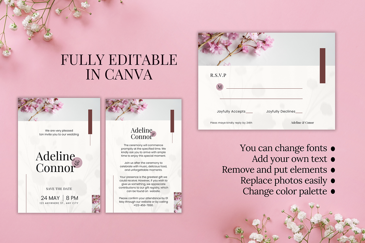 Floral Wedding Canva Template Set, an Invitation Template by TemplateCastleStore (Photo 9 of 9)