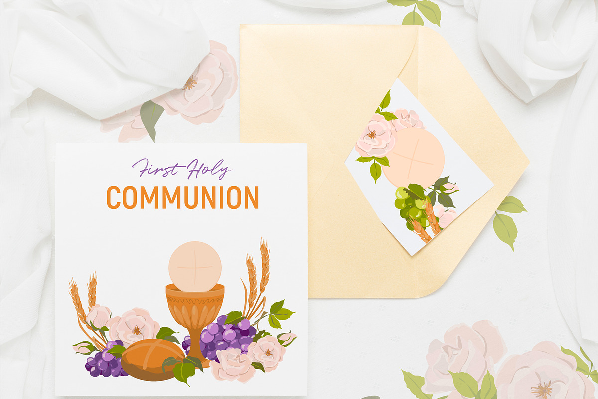 First Holy Communion. Vector set, a Seasonal Illustration by Tata Pilip (Photo 4 of 8)