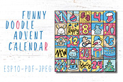 Funny Doodle Square Advent Calendar, a Decorative Illustration by RabbitAndPencil (Thumbnail 1 of 5)