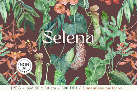 Selena. Floral tropical pattern, a Pattern Graphic by emeraldthue