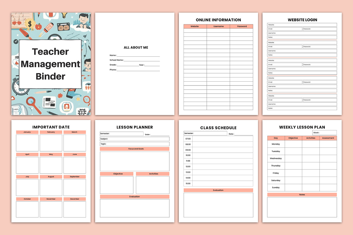Teacher Management Binder Canva Kdp, a Stationery Template by Mustafiz (Photo 2 of 5)