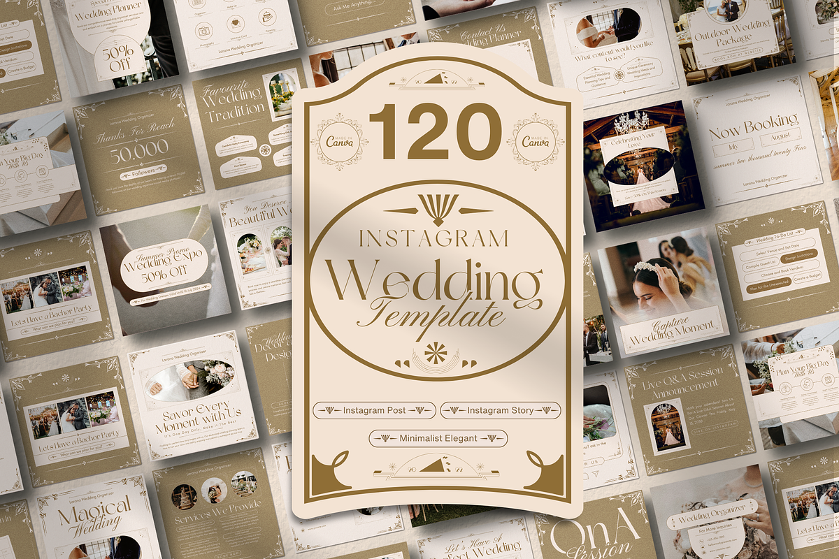 120 Gold Wedding Instagram Template, a Social Media Template by Branding Victory STD (Photo 1 of 10)