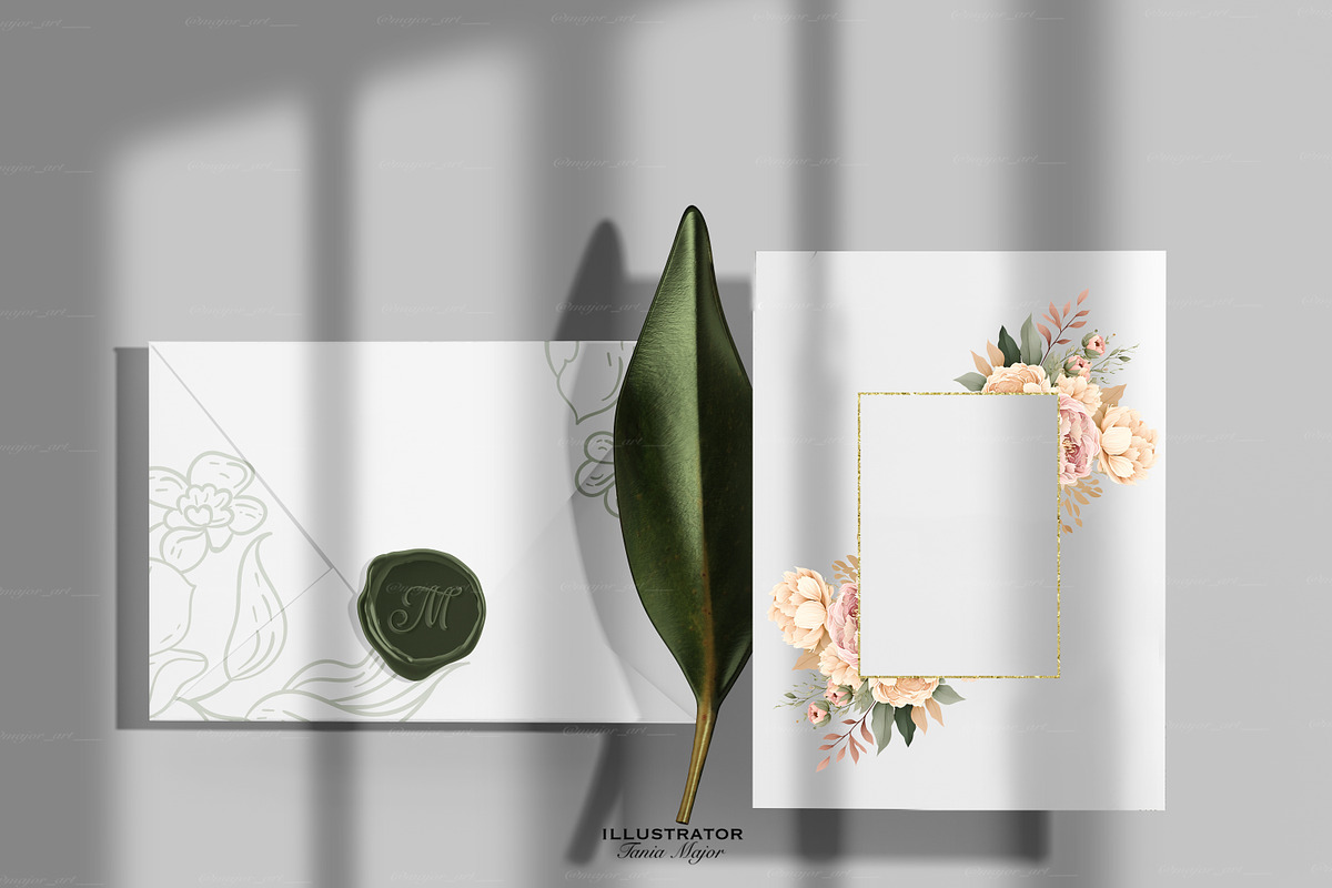 Peony Frames, Floral frame clipart, an Object Illustration by MajorArtTm (Photo 6 of 6)