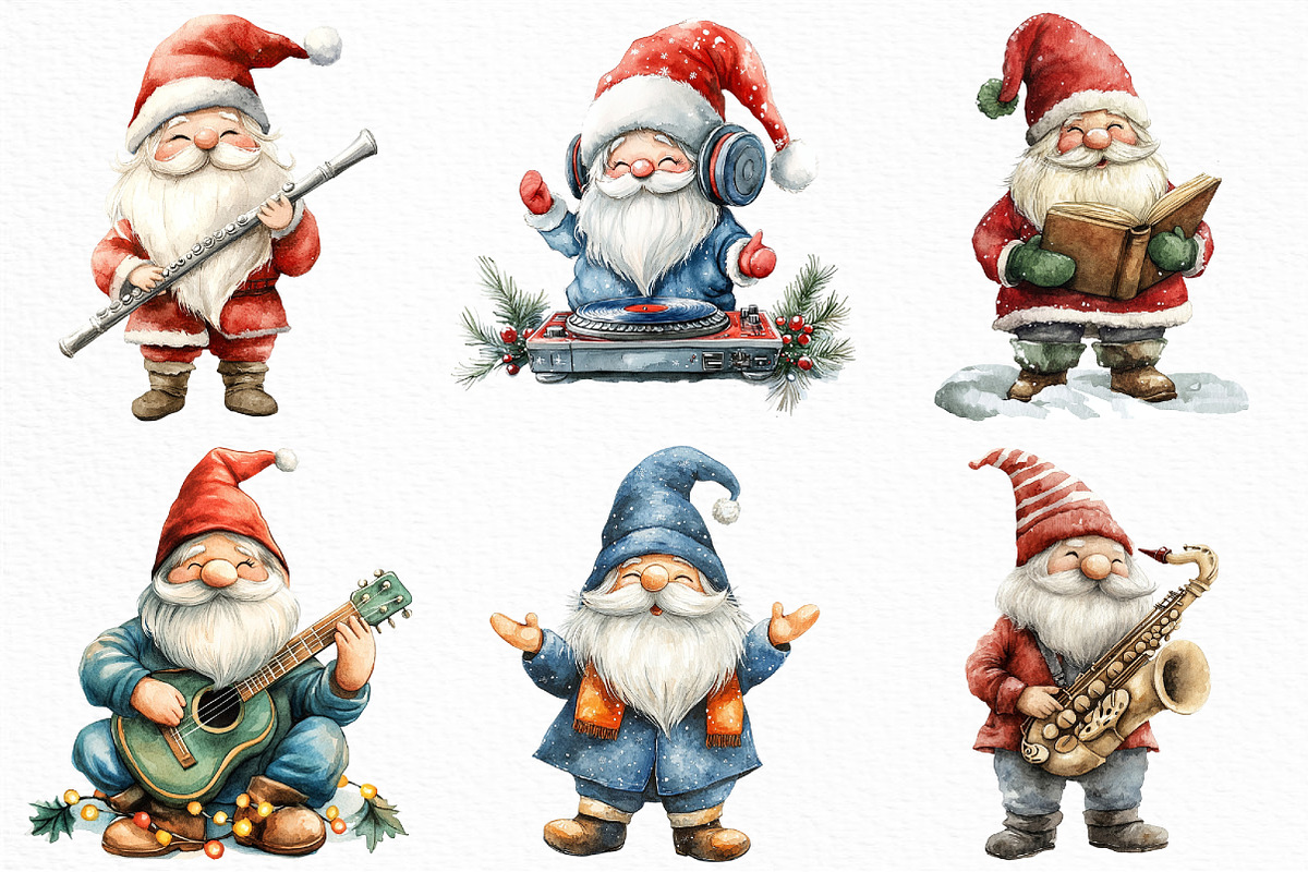 Christmas Gnome Musicians PNG, an Illustration by Craft Nest (Photo 3 of 6)
