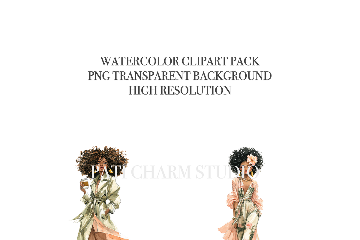 20 Black Girl Fashion Clipart, a Person Illustration by Pati Charm Studio (Photo 5 of 8)