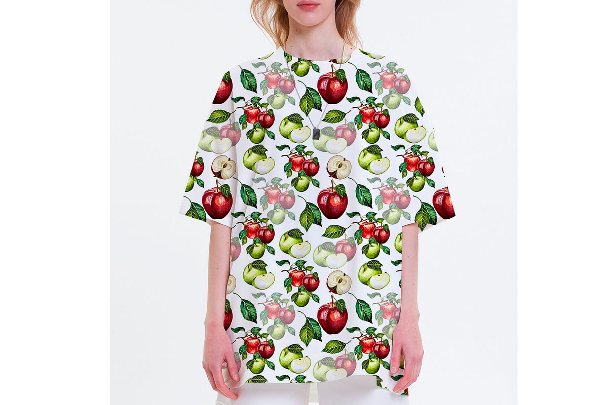 Watercolor Apple Clipart Pattern Set, a Food Illustration by Fresh art by Larysa (Photo 7 of 10)