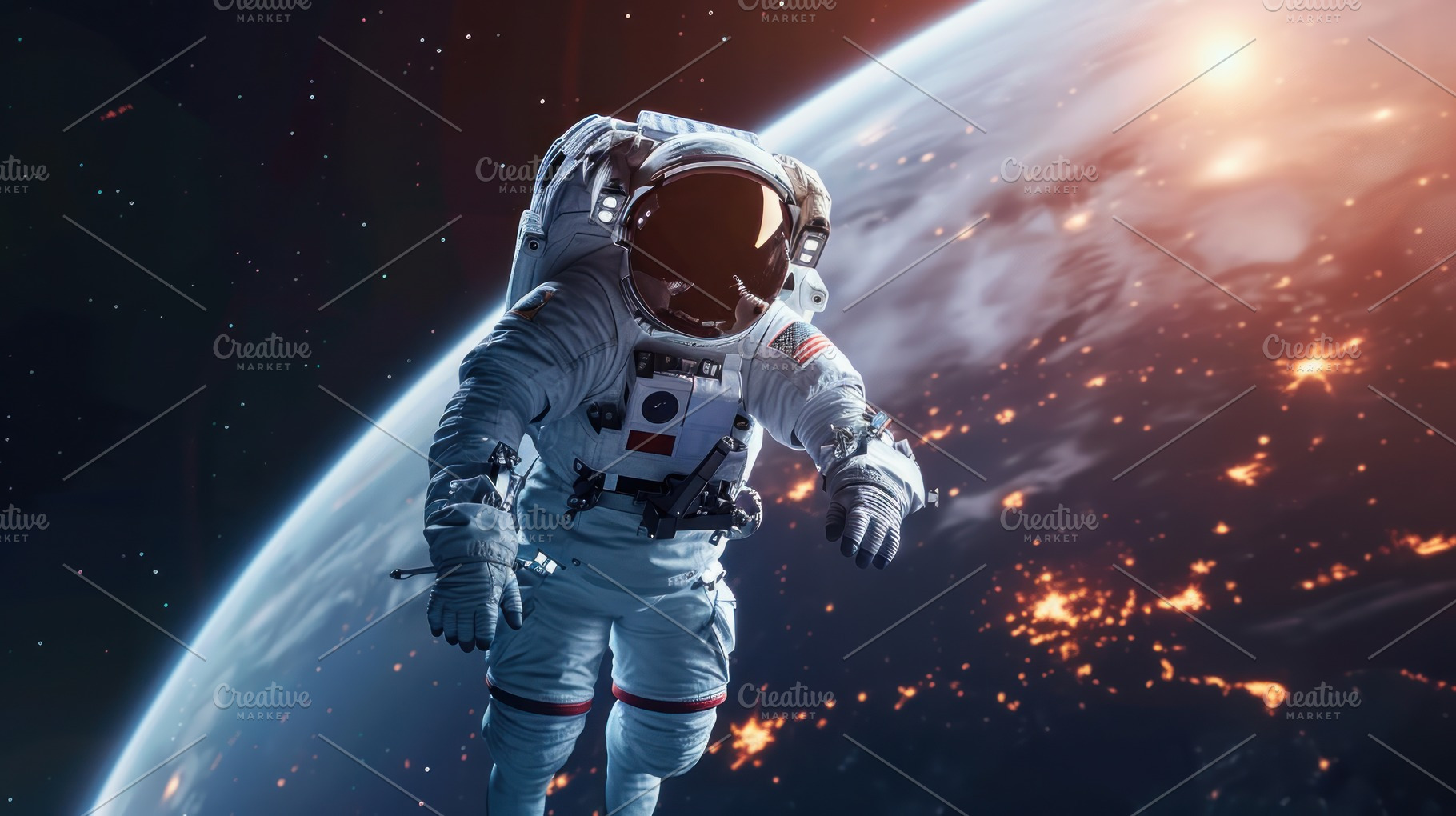 Boundless Horizon: Astronaut Adrift Above Earth's Atmosphere - Generative AI, a Background Photo by José Manuel Gelpi