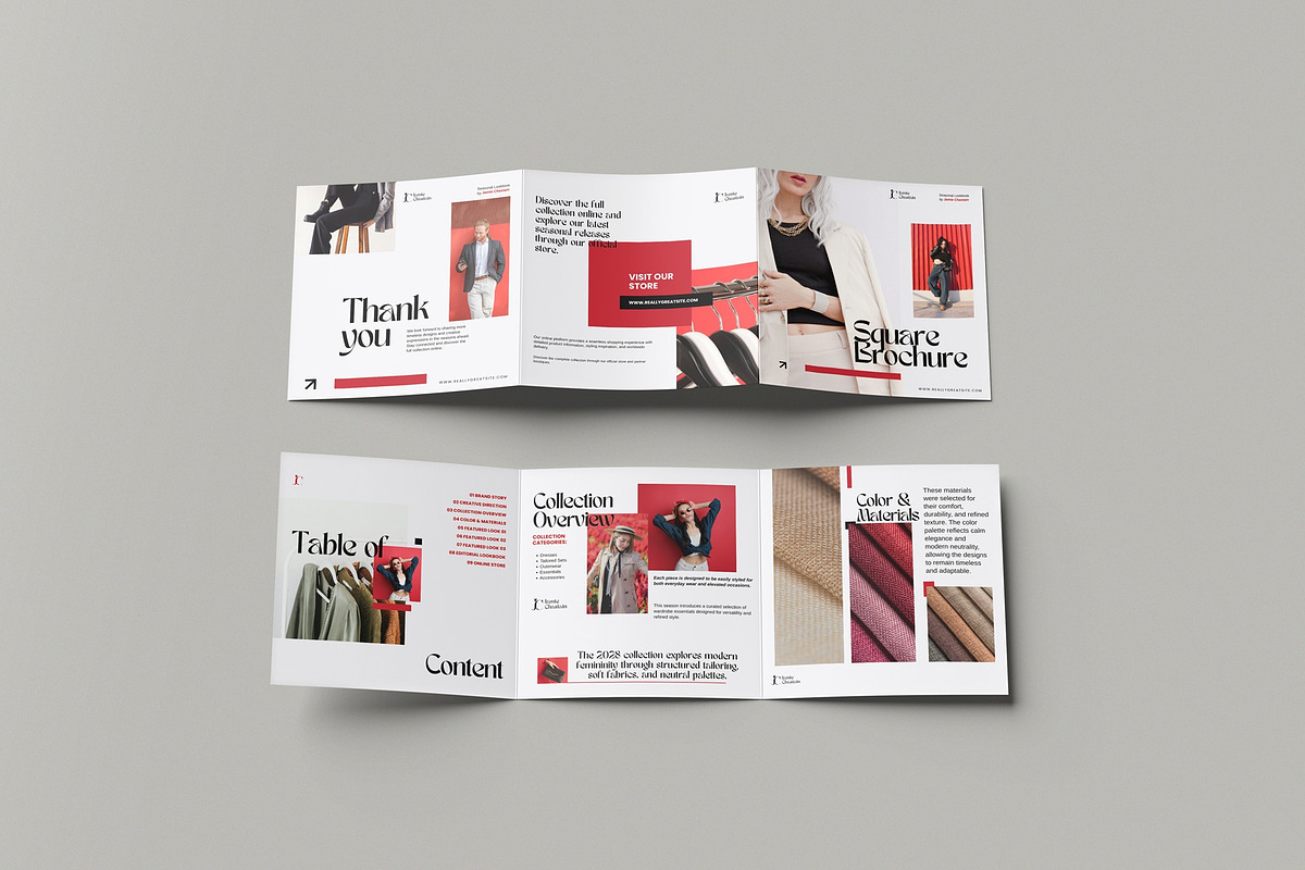 Square Trifold Brochure Mockup, a Books & Magazine Mockup by hokagata (Photo 4 of 5)