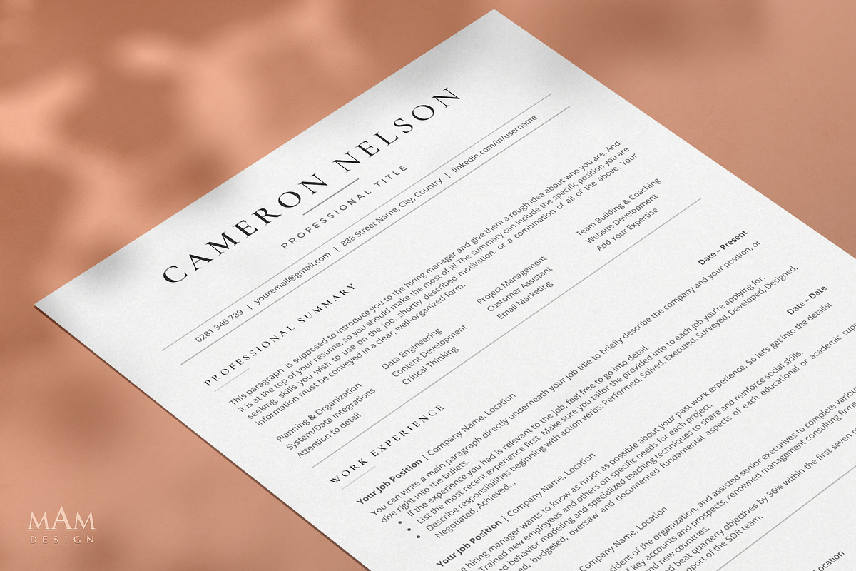 Minimalist ATS Friendly Resume, a Resume Template by MAM Design (Photo 4 of 10)