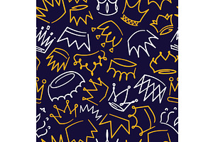 Graffiti Crown Pattern. Seamless