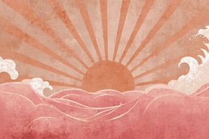 Vibrant waves, sunset glow, a Photo by Beautiful things