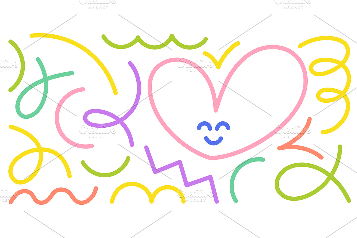 Colorful abstract line doodles, an Illustration by Ilia Design