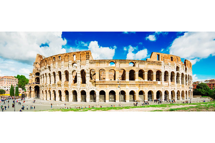 Colosseum at sunset in Rome, Italy, an Architecture Photo by Neirfy