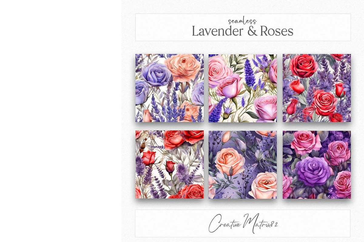 Lavender & Roses Digital Paper, a Texture Graphic by Creative Matrix82 (Photo 3 of 4)