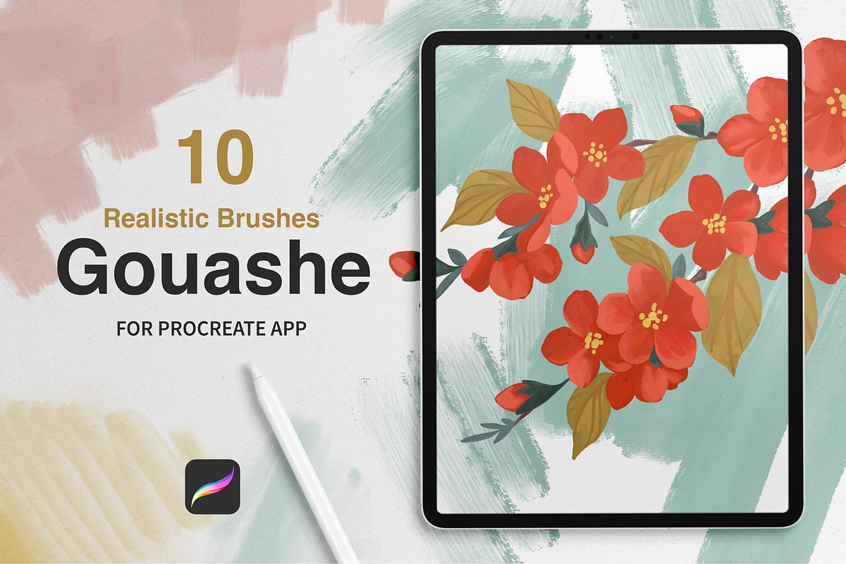 Gouache Brushes for Procreate, a Brush Add-On by Maria Summer (Photo 1 of 8)