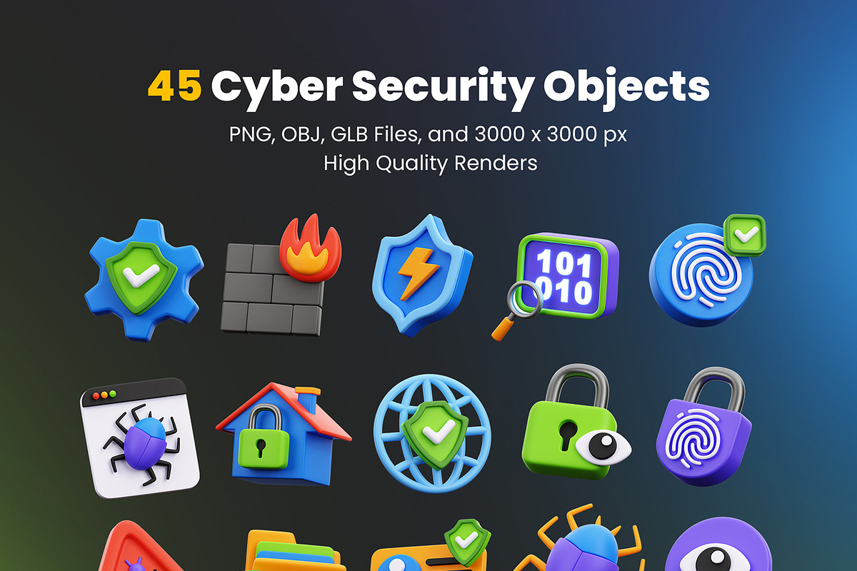 Cyber Security 3D Icons, an Object 3D Model by Rakata Studio (Photo 7 of 7)