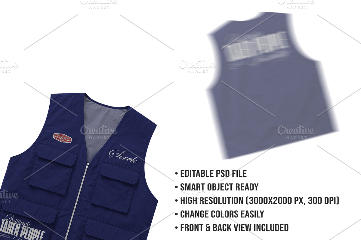 Streetwear Utility Vest Mockup PSD, a Shirt Mockup by std.badboy (Photo 4 of 4)