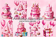 Pink Birthday Sublimation Clipart, a Seasonal Illustration by Craft Nest (Thumbnail 1 of 5)