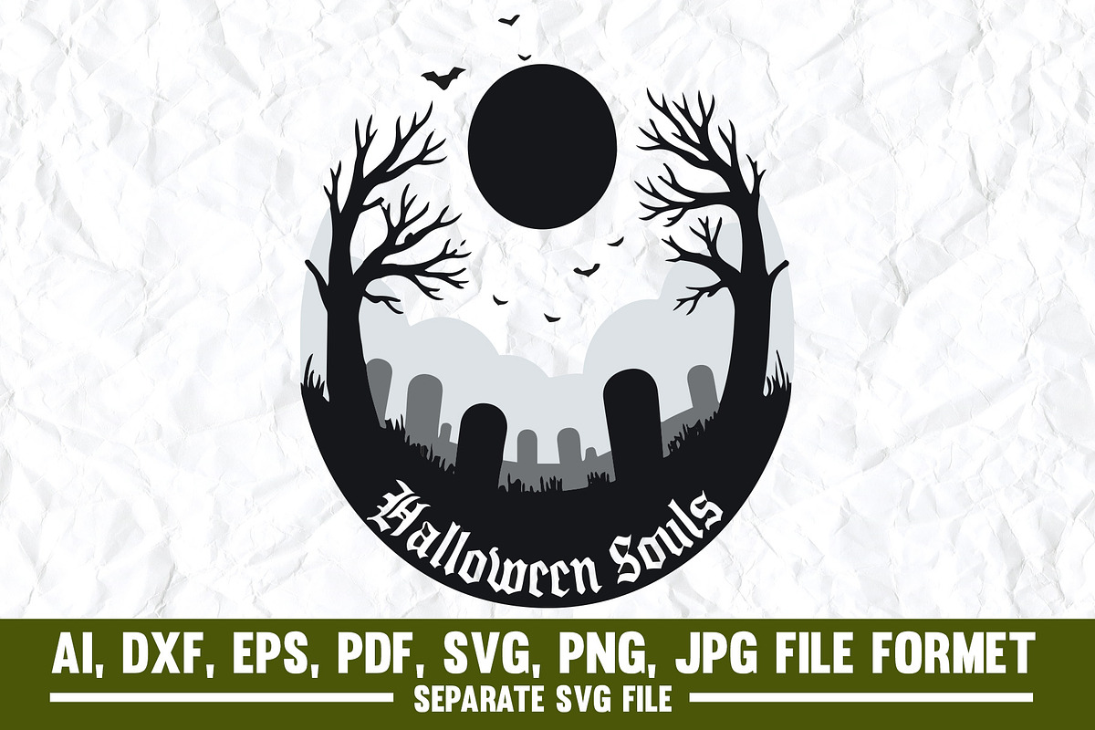 Gothic Graveyard Moon, Halloween svg, a Graphic by VectorArtPrintableDesign (Photo 2 of 2)