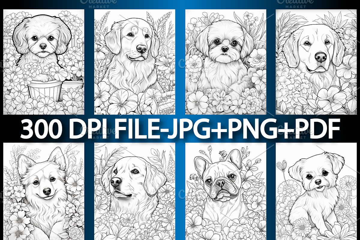 175 Realistic Dog Coloring Pages, a Stationery Template by Design Station (Photo 3 of 4)