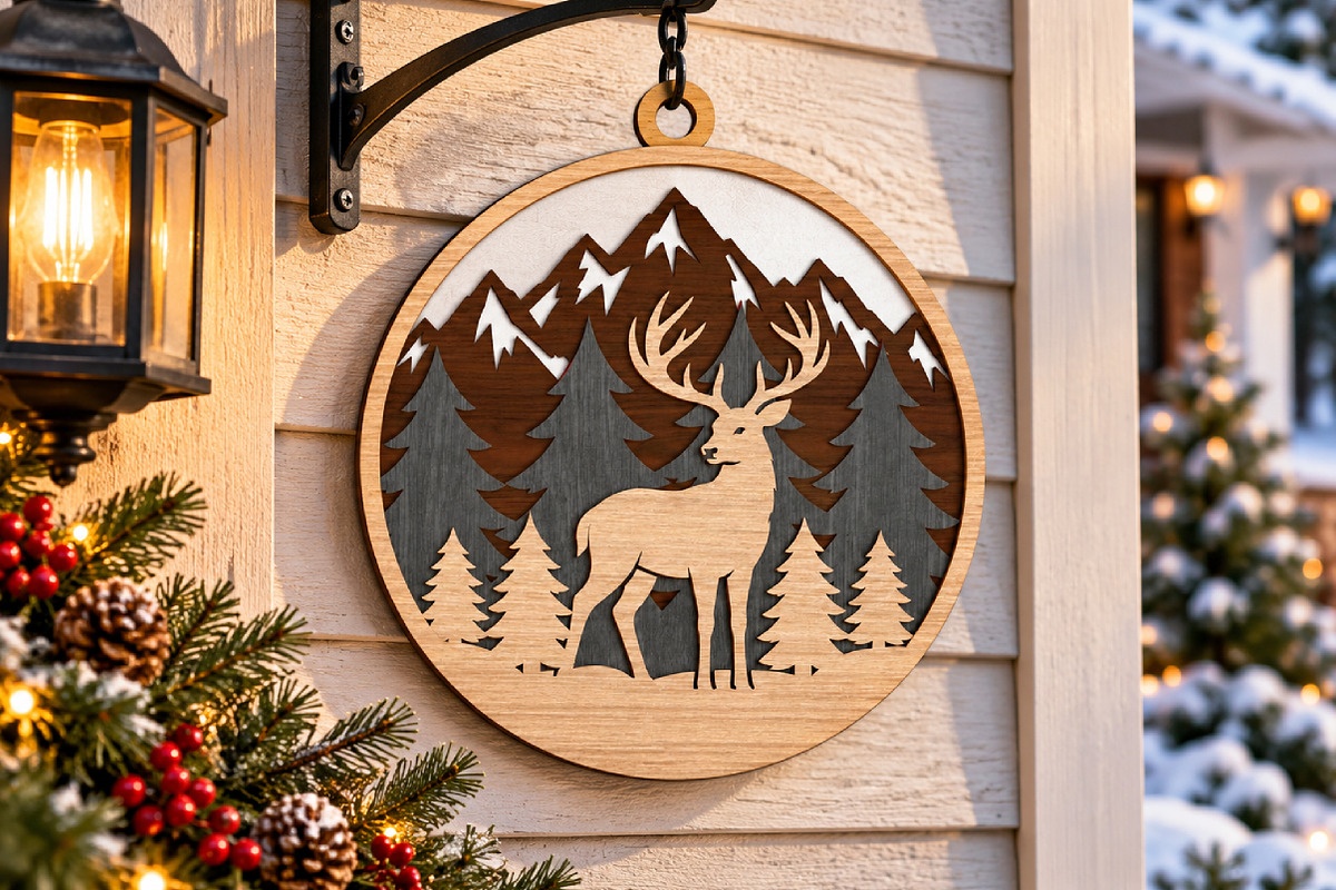 Deer in Forest Ornament SVG, an Object Graphic by Libby Wishes (Photo 1 of 3)