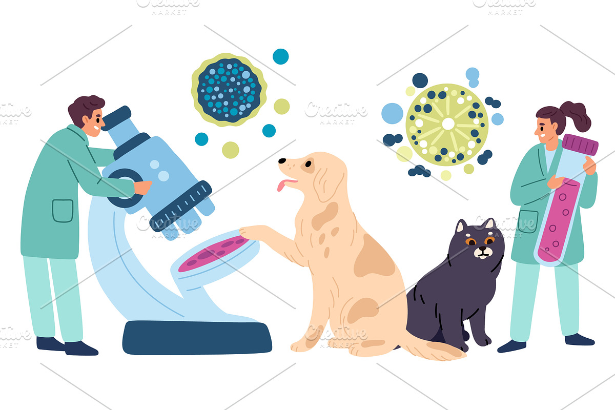 Veterinary clinic staff perform, a Healthcare Illustration by Vectorbuum